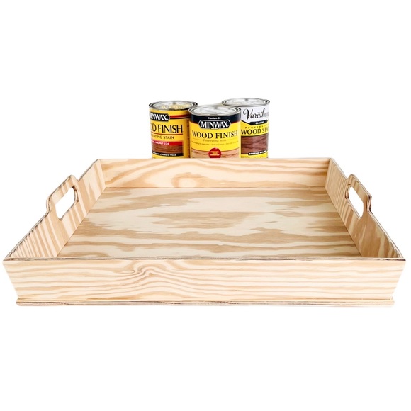 DIY Handmade Tray Pinewood Unfinished Handles - Picture 2 of 8